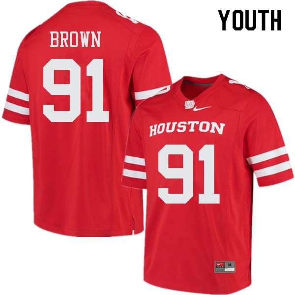 Youth #91 Tahj Brown Houston Cougars College Football Jerseys Sale-Red